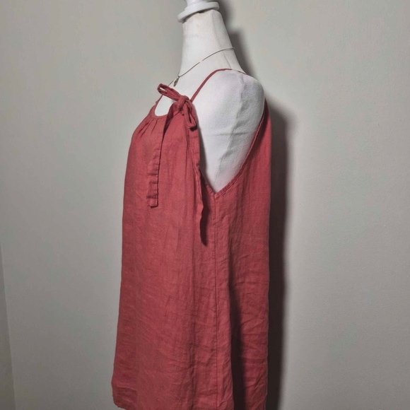 Lungo L'arno 100% Washable Italian Linen Coral Red Tank Top Beach Dress M - Picture 6 of 12